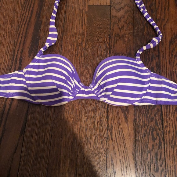 Jcrew purple striped push-up halter bikini top - Picture 2 of 7